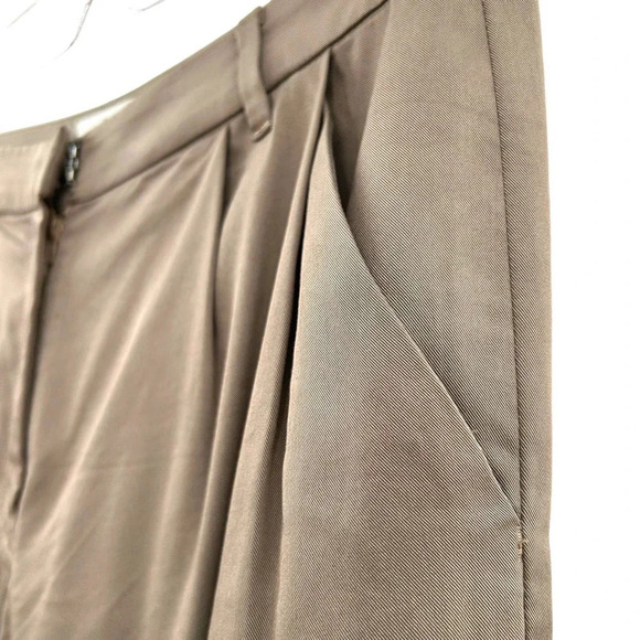 Lanvin en Bleu Tan Brown Pleated Cropped Trousers Size 38 / US‎ 8 - Picture 4 of 10